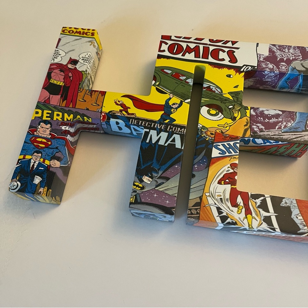 Hobby Lobby HERO DC Comic Book Print Hanging Wall Decor Sign Spell Out Wood - Picture 6 of 7